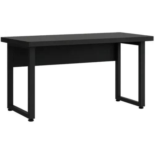 Mesa Para Computador Preta Pé Quadro Design Moderno Sem Gavetas 26003