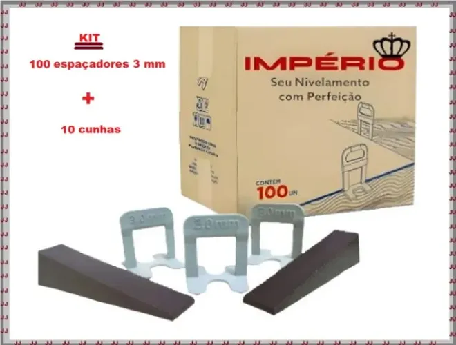 Kit 100 Espaçadores - nivelador de piso porcelanato 3 mm e 10 cunhas