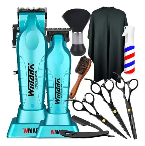Kit Maquina De Cortar Cabelo Wmark Tesouras Profissional