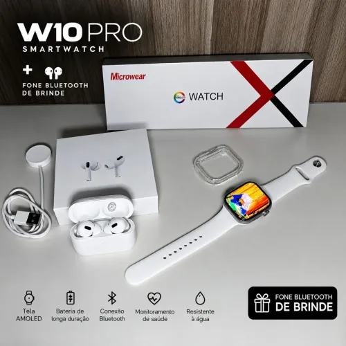 Smartwatch w10 pro + fone Bluetooth de brinde