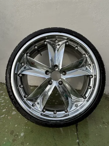 JOGO DE RODAS CROMADAS ARO 20 20x8 ET15 + PNEUS 225/35R20  ACEITO PROPOSTA