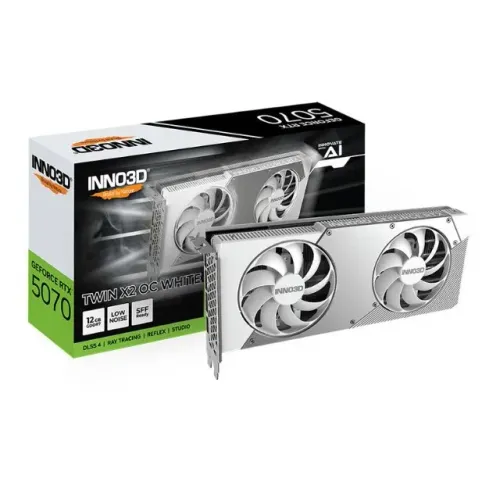 PLACA DE VIDEO RTX 5070 12GB INNO3D TWIN X2 OC WHITE GDDR7