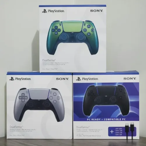 Controle DualSense PS5 Chroma Teal, Sterling Silver e Preto V2 com Cabo USB - Novo/Lacrado