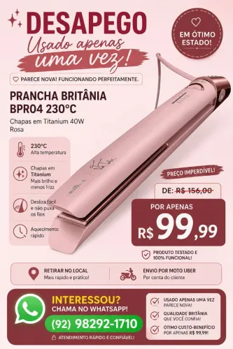 Chapinha Britânia Profissional 230° - Praticamente Nova R$99,99 HOJE