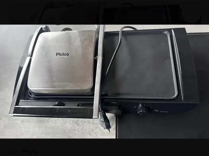 Grill Philco - Grill E Chapa Com Prensa 2 Em 1 - 1500w 7 Temperaturas Cor Preto