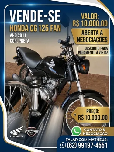 ? Honda CG 125 Fan ES - Preta | Baixa Quilometragem | Partida Elétrica