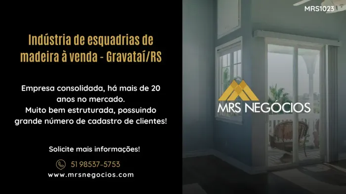 Indústria de esquadrias de madeira à venda - Gravataí/RS