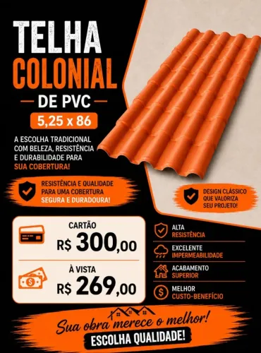 TELHA PVC COLONIAL CERÂMICA 5,25X86