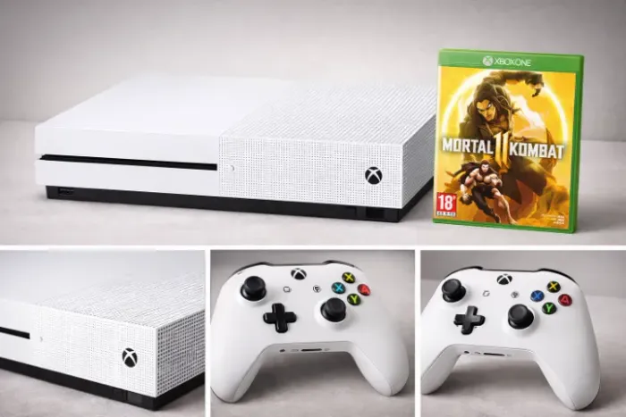 Xbox One S branco + 2 controles + Mortal Kombat 11