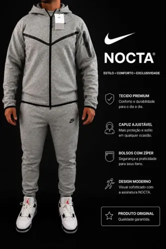 Conjunto Nike teec fleece cinza tamanho M