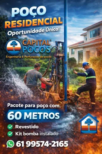 Poço raso na cidade
