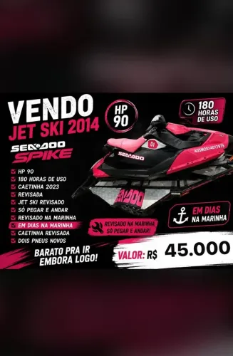 Vendo Jet Ski Sea-Doo Spark 2014 | 90 HP | Revisado e pronto para andar