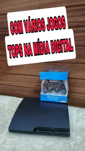 PS3 + vários jogos tops na mídia digital 