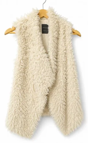 colete de pelo sintético primark off-white tam p