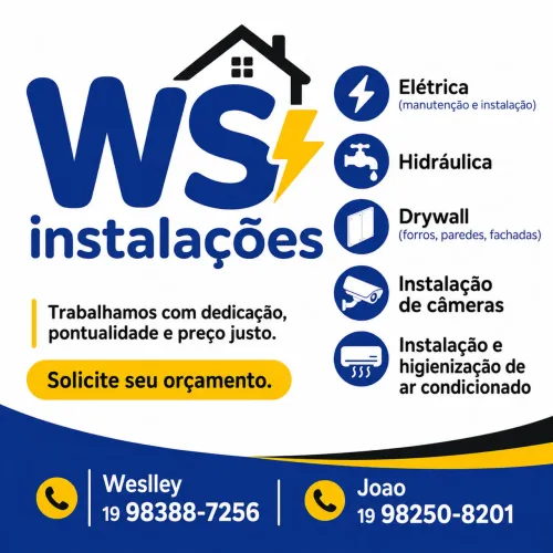 Elétrica/Hidráulica/ Drywall/ instalação e limpeza de ar condicionado