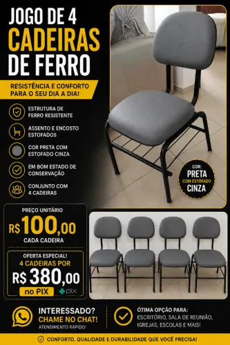 Jogo de 4 cadeiras de Ferro - NOVA PARNAMIRIM - RN