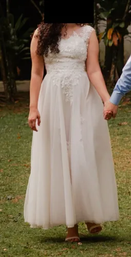 Vestido de Noiva Civil Tam M (Usado 1x).