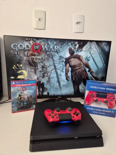PS4 Slim 1TB + 2 Controles + God of War | 3 Meses de Garantia