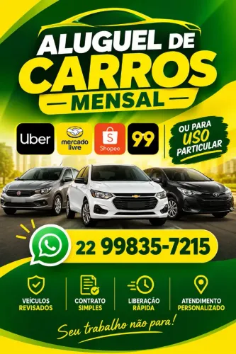 Aluguel de carros (Uber, 99, Shopee, ML)