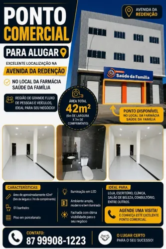 PONTO COMERCIAL PARA ALUGAR NA AVENIDA REDENÇÃO