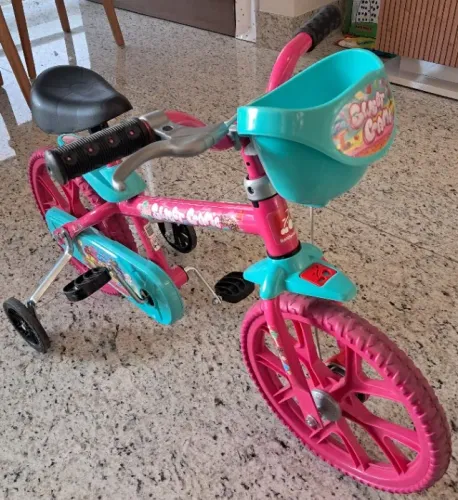 Bicicleta Aro 14 Sweet Game Bandeirante Rosa com cesta cestinha