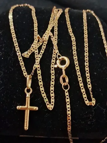 Corrente e Crucifixo Ouro 18k 750 maciço