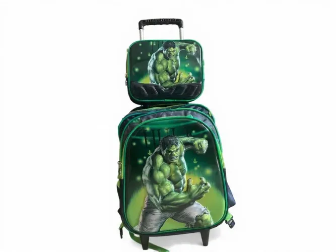 MOCHILA COM RODINHAS HULK VERDE