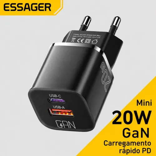 Carregador Original USB-C Essager GaN 20W PD QC 3.