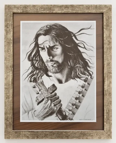 Quadro Raro Jesus Cristo Revolucionário Moldura 38 × 31 cm