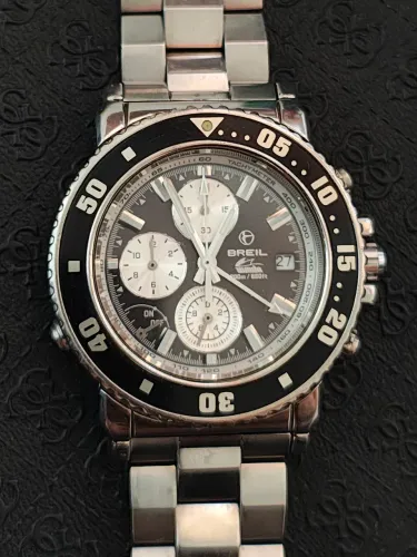 Relógio BREIL Manta P121 Diver Cronógrafo vintage 200M preto