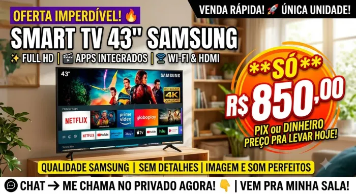 SMART TV SAMSUNG LED 43" - OPORTUNIDADE! ValorR$ 850,00