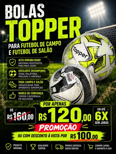 Bola de futsal topper em promoção