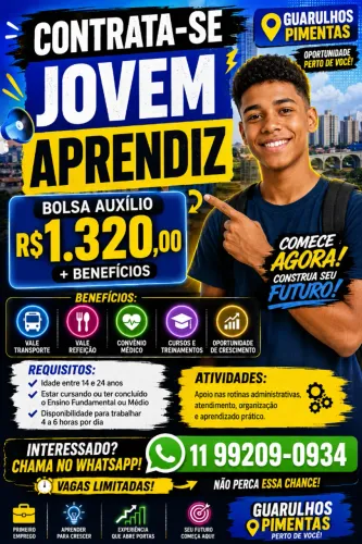 Contrata se jovem aprendiz para Guarulhos pimentas
