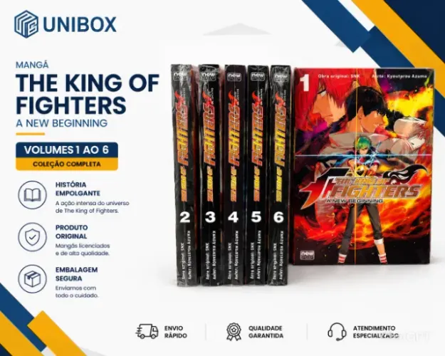 Coleção completa do mangá The King of Fighters: A New Beginning, volumes 1 ao 6.