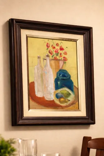 Quadro óleo sobre tela com moldura