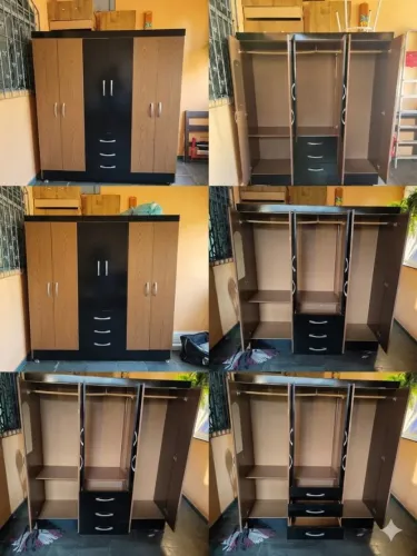 Guarda roupas de solteiro com 6 portas, sendo uma com espelho e 3 gavetas.