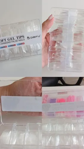 Estojo para unhas em gel tips 3D diamond com 140 unhas 14 tamanhos profissional Dafu