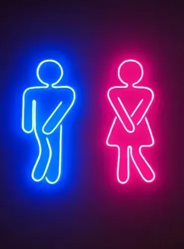 Kit Luminária Placa Banheiro Masculino E Feminino Neon Led