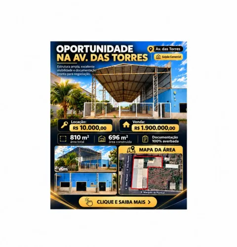 Imóvel comercial para venda ou locação 50m da Av das Torres