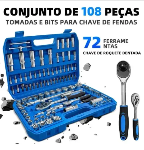 Kit de ferramentas catracas e soquetes.