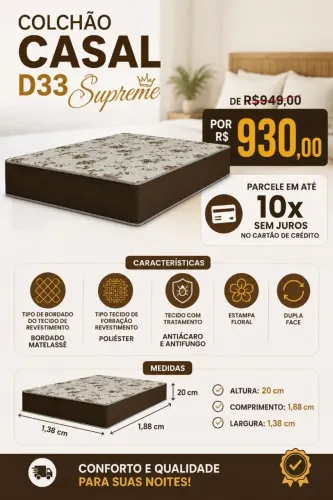 Colchão Supreme Casal D33 NOVO!!