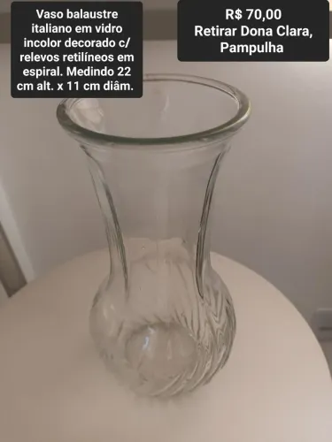 Vaso vidro incolor italiano