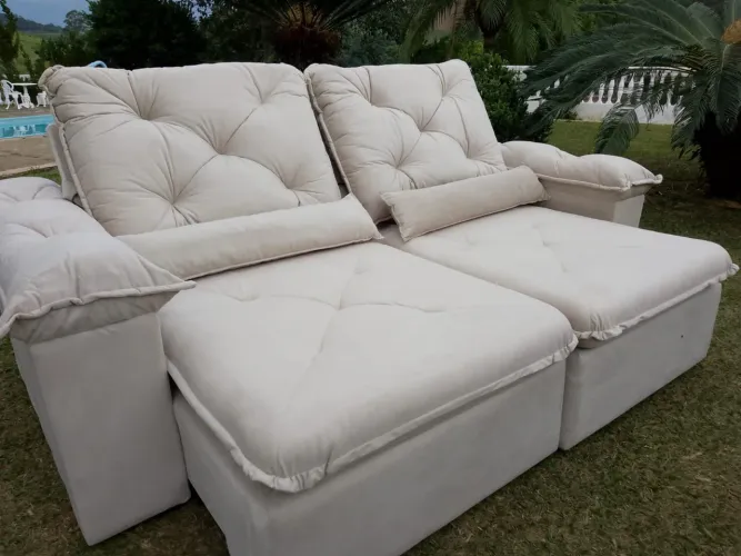 Sofa retratil bege claro luxo 2,30m !!