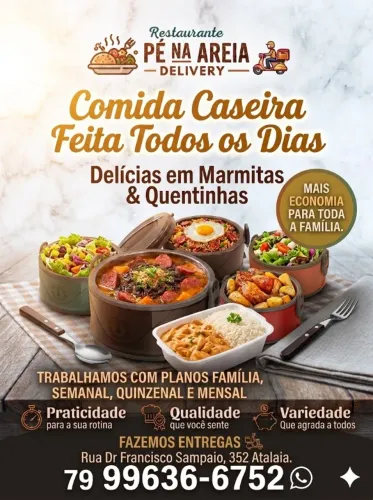 Restaurante Pé na areia Delivery - Trabalhamos com Marmitas