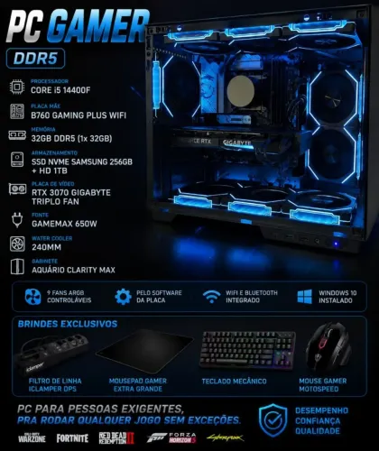 Pc Gamer 32Gb DDR5 - i5 14400F - RTX 3070