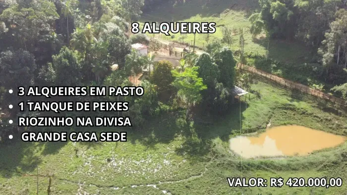 Lindo sítio de 8 alqueires com 3 alqueires em pasto no Bairro Onça Parda.
