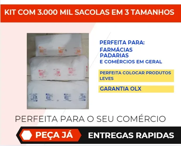 SACOLAS FINAS - KIT COM 3000 MIL SACOLAS