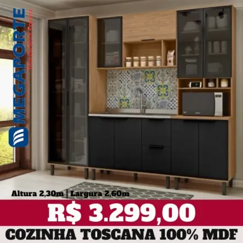 Armário de Cozinha Completo 100% MDF com Balcão 1,20m (Novo) Entrega Grátis!
