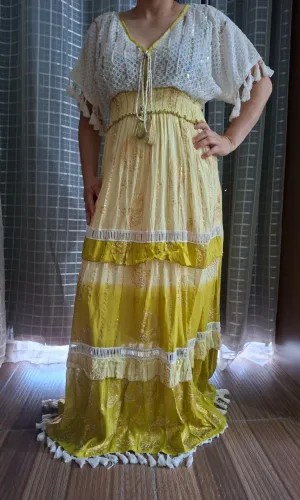 Vestido longo indiano estilo boho chic