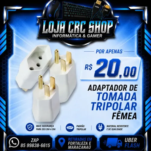 Adaptador de Tomada Tripolar Fêmea x Pc